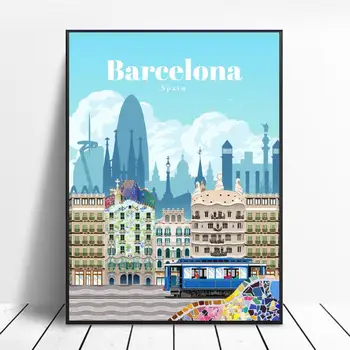 Viajar para Barcelona Tela de Viagem impressão de Cartaz Casa Arte de Parede Decoração Pintura