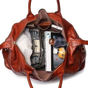 Homens curta viagem de negócios portátil bolsa de viagem de couro genuíno ombro saco crossbody grande capacidade de bolsa de fitness, sacos de bagagem