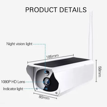 1080P em HD, Wifi, Câmera sem Fio do IP do Surveillance da Segurança Home Solar Exterior Impermeável do IR da Câmera de Visão Noturna Áudio em Dois sentidos Cam