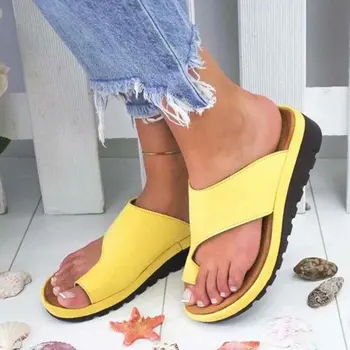 Mulheres Chinelos De Praia, De Verão, Sapatos De Plataforma De Televisão Slides Exterior Mulheres Sapatos Ortopédicos Corretor De Joanete Flip Flop Plus Size 35-43