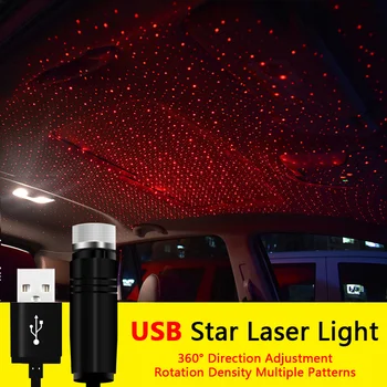 USB, a Auto Decoração Noite Galaxy Lâmpada do Teto do Carro Estrela de Luz Interior LED Mini Estrelado Laser Atmosfera Ambiente Luzes do Projetor