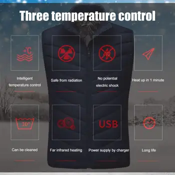Aquecimento colete lavável carregamento USB aquecimento quente colete de três controlo de velocidade e de temperatura aquecida jaqueta de acampamento ao ar livre caminhada de golfe