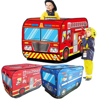 OOTDTY Dobrável Jogo Tenda Caminhão de bombeiros/Polícia o Padrão de Carro Interior /Exterior Teatro para Crianças, Meninos e Meninas