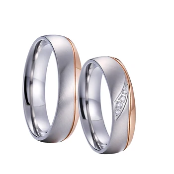 Homens e mulheres de Rosa Cor de Ouro Alianças de casamento, Casal, Casamento conjunto de Anéis Para homens e mulheres, a jóia de aço inoxidável do anel