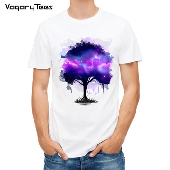 Espaço Galaxy árvore T-shirt dos Homens/Mulheres Harajuku Hip hop Marca T-shirt de Impressão cair da noite Árvore de Verão, Tops, Camisetas T-shirt
