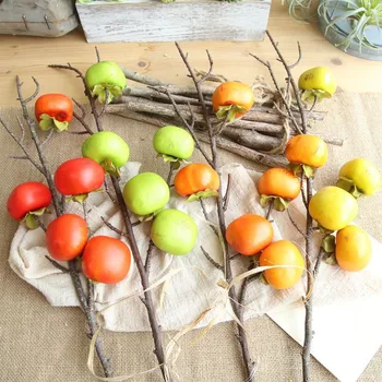 67 centímetros de caqui raminho artificial berry simulação de frutas falso plantas de Natal, decoração de flores de festa acessórios de mesa