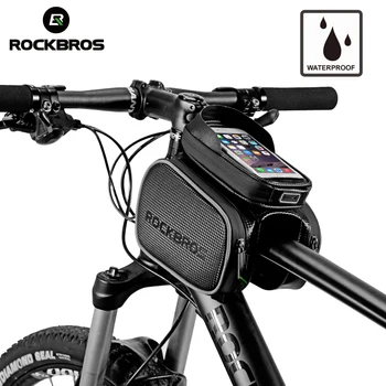 ROCKBROS Bicicleta de Ciclismo Tubo Superior do Saco à prova de chuva MTB Quadro de Bicicleta de Cabeça Frontal de Telefone Celular de Tela de Toque Saco Pannier Acessórios de Moto