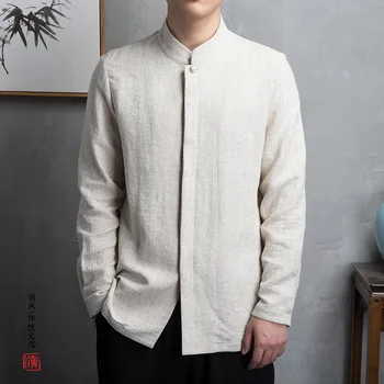 2020 Estilo Chinês NOVO Kimono Homens de Camisa de Manga Longa Casual Streetwear Homens de Camisa de Homem Roupa de Quimono Camisa de Homens de Roupa