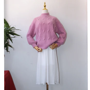 Werynica camisola mulheres 2019 Moda Cashmere Misturados Camisola de Malha de Alta Qualidade de Mulheres Tops Outono Inverno Camisolas de Gola alta