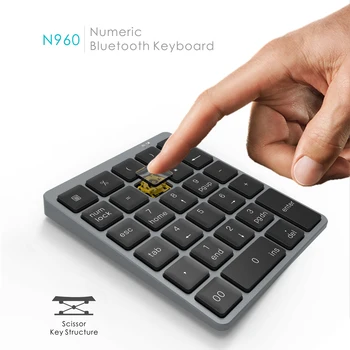 AVATTO Recarregável sem Fio Bluetooth Contabilidade Financeira Teclado Numérico Teclado de Alumínio, teclado numérico para PC Laptop MacBook