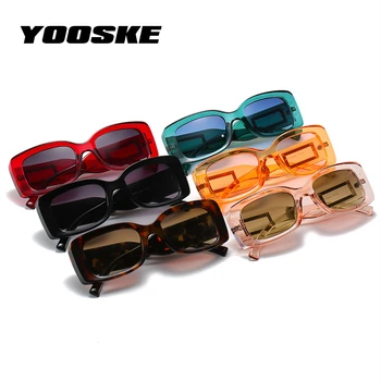 YOOSKE Homens Óculos de sol Vintage Mulheres Grosso Clássico Retângulo de Óculos de Sol das Senhoras de Preto Vermelho Óculos Tons UV400 Óculos ao ar livre