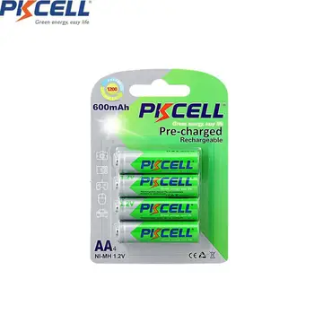 4Pcs PKCELL 1,2 V aa nimh recarregáveis da bateria 600mah NI-MH Baixa Auto Dischargeable Batteria LSD Pilhas Para a lanterna brinquedos