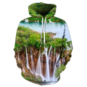 2020 Natureza Paisagem Hoodies Árvore de Impressão 3D de Moda de Moletom com Capuz Homens Mulheres Casual Capuz Suéter de Natal do Hip Hop Casaco