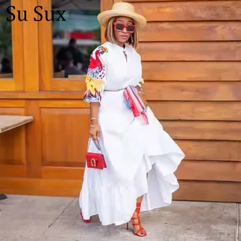 Africano De Vestidos Para Mulheres De Seda Vestido Maxi-Se Dashiki Nacionais Da África Estilo De Impressão Bazin Vestidos De Noite Da Festa Novo Outono, Inverno