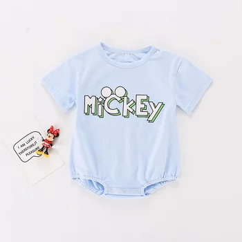 Recém-Nascido Macacão De Bebê Dos Desenhos Animados Do Minnie Do Mickey Do Menino Roupas De Bebê De Algodão Garota Peças De Macacões De Verão De Manga Curta Criança De Roupas