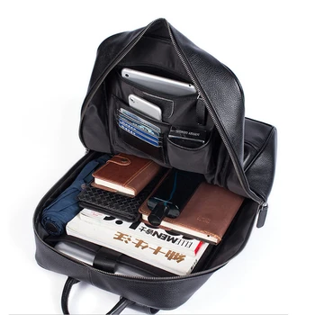 Luufan Design Simples Exlarge Tamanho do Saco de Escola Couro Genuíno Laptop Bagpack Para o Office Homem É Trabalhador 17
