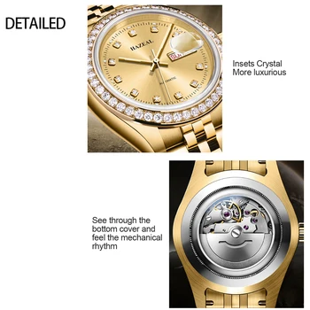 HAZEAL Suíça Automático Homens Relógio de Luxo da Marca Homens Relógio Mecânico Gaivota Mens relógio de Pulso de Ouro conjuntos de quarto de kol saati Apressado