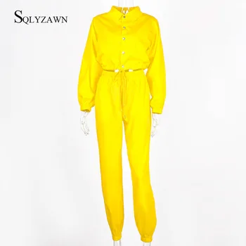 Sexy Cool Mulheres Corredor Definido Conjunto De Três Peças Sportwear Jaqueta Camis Sutiã Top Calças Outono Inverno Amarelo Azul Vermelho Treino De Roupas