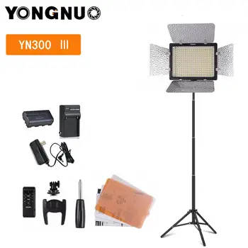 Yongnuo YN300-III 3200K-5500k Temperatura de Cor Pro LED Luz de Vídeo para a Câmera com o adaptador de ca Luz da Bateria Stand