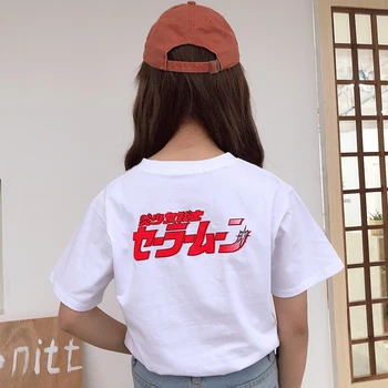 2020 Mulheres DO Japão Bonito Kawaii Ulzzang Algodão Solto Cartoon T-Camisa Casual Punk Túnica Feminina coreano Kawaii Retrô Fofo Tee Mulheres