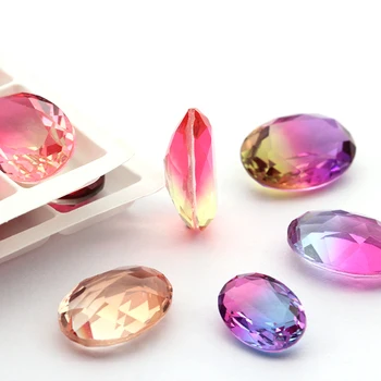 Alta Qualidade de Vidro cristal K9 Fantasia de pedra Oval pointback de Turmalina, cristal de rocha Nua de Cristal de Diamante Para DIY Jóias Accessorie