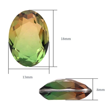 Alta Qualidade de Vidro cristal K9 Fantasia de pedra Oval pointback de Turmalina, cristal de rocha Nua de Cristal de Diamante Para DIY Jóias Accessorie