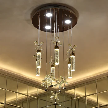 Restaurante lustres modernos personalidade criativa café-bar romântico a moda bolha coluna LED lustres de cristal de iluminação led