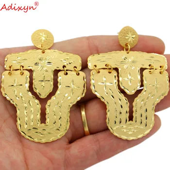 Adixyn Ouro 24k Cor brincos para mulheres Dubai Jóias Etíope Africano de Noiva Vintage Presentes N01067