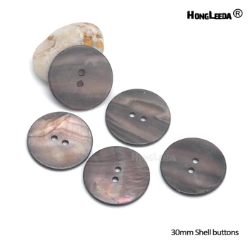20pcs/monte 30mm 1.2 polegadas Grande concha Natural botões 2-buraco cinza botões de madrepérola decoração de costura frete grátis SHELL003