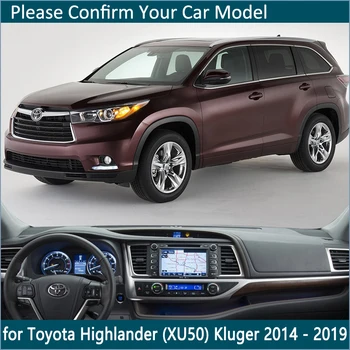 Para a Toyota Highlander XU50 Kluger~2019 2016 Anti-Derrapante Painel Esteira Tampa Interna Sombra de Sol painel de bordo de Acessórios para carros