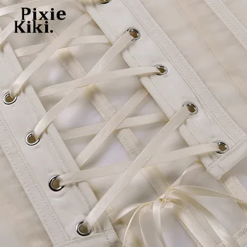 PixieKiki Sexy Sheer Malha Underboob Espartilho Cintos Moda Espartilhos para as Mulheres a Moda Vintage Cintura Treinador Branco Preto P66-BD10