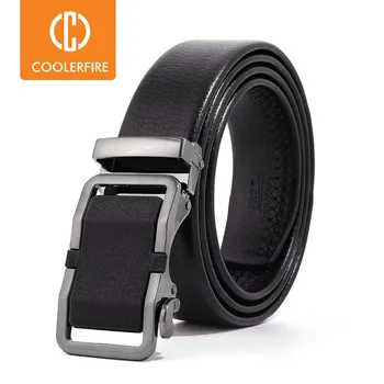 Coolerfire Homens Automática Fivela de Cintos de Qualidade Superior PU Couro Moda faixa Preta para os Homens de Luxo LD011