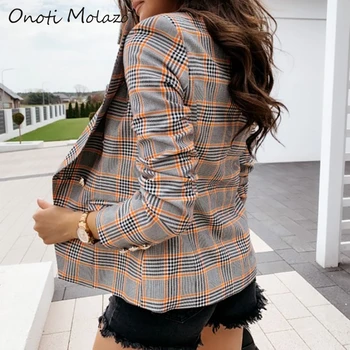 Onoti mulheres blazer casaco office laides casaco xadrez inverno outono outwear moda vintage feminino casaco tops chaqueta mujer 2020 za