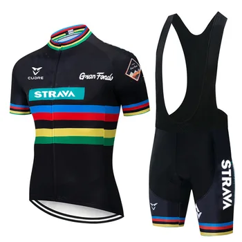 2021 Equipe STRAVA Cycling Camisas de Bicicleta, usar roupas bib gel Conjuntos de Roupas Ropa Ciclismo uniformes Maillot Sport Wear