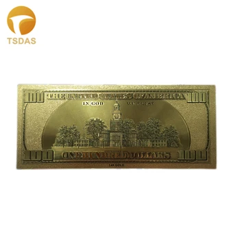 100pcs/muito NOVA Versão de US $ 100 Dólar Folha de Ouro Colorido Duplo Design América Notas de Folha de Ouro Chapeado do Navio da Gota