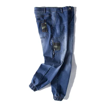 Camuflagem Homens Calças Jeans Primavera Verão Novo Tamanho Grande, Solta a Vinheta de Fundo vinculado a Adolescente Jeans do Tornozelo-Comprimento de Calças