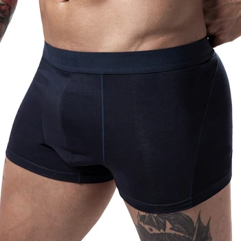 Mens de Algodão, Shorts de Pugilistas de Homens de Cueca Gay Sólido Boxers Homens Macio Calcinha Ropa Interior Cardado Tecidos XXXL