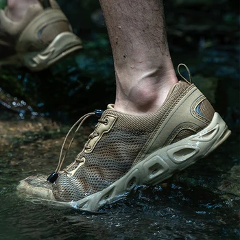 Homens Ultra-Leve Infantis Caminhadas Sapatos De Verão Ao Ar Livre Tático Militar Tênis Respirável Fora-De-Estrada Escalada Rápida De Água Seco Sapatos