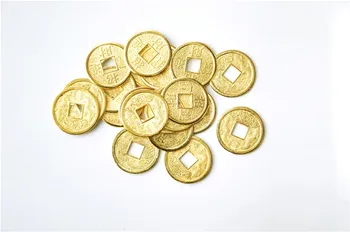 100PCS 24mm de Ouro Chinês Antigo Feng Shui Moeda da Sorte Boa sorte Dois Dragões Antigos Riqueza o Dinheiro Para a Coleção de Presente