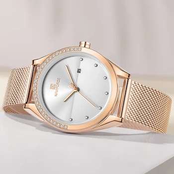 NAVIFORCE Relógio de Ouro Mulheres Relógios de Quartzo Senhora Impermeável relógio de Pulso das Mulheres Bracelete Feminino Relógio Relógio Feminino Montre Femme