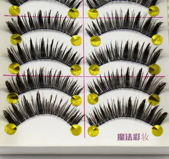 YOKPN Japonês feito à mão Cílios postiços Naturais Falso Cílios do Olho Cauda Alongada Parcialmente Espessura de 10 Pares de Cílios 1 Caixa de