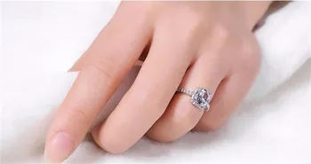 Brand 925 jewelry Sterling Silver Wedding Bride Ring finger Fashion Cushion cut 3ct 5a zircon CZ stone Rings for Women SIZE 5-10