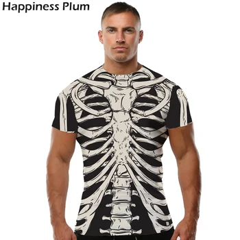 KYKU Esqueleto Tshirt Homens T-Shirt de Caveira Osso Punk Rock Roupas 3d Print T-shirt Hip Hop Tee Legal de Mens Vestuário De 2018 Verão Tops