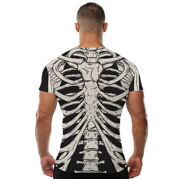 KYKU Esqueleto Tshirt Homens T-Shirt de Caveira Osso Punk Rock Roupas 3d Print T-shirt Hip Hop Tee Legal de Mens Vestuário De 2018 Verão Tops