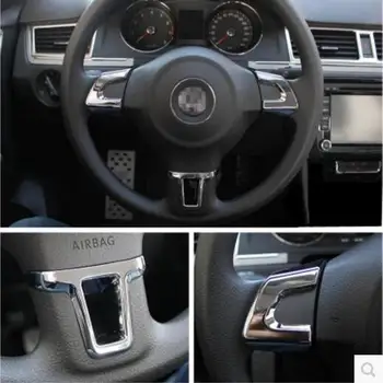 Carro-estilo ABS Cromado, Volante de Decoração adesivo tampa do caso Para o Volkswagen GOLF 6 MK6 POLO JETTA MK5 MK6 Bora