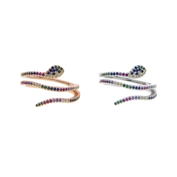 Novo gótico elegante cobra anéis anillos mujer colorido cúbicos de zircônia punk anéis de dedo de rock vintage jóia animal para mulheres