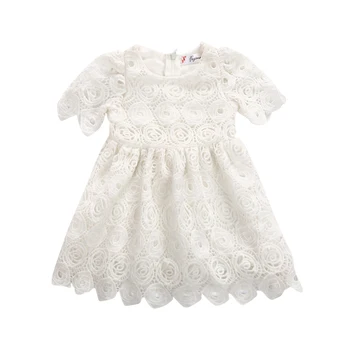 Criança Infantil Crianças Meninas Do Bebê Do Verão Floral Vestido De Princesa Concurso De Vestido De Festa De Menina Do Laço Ocos Vestido Branco