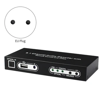 O Decoder USB de Fibra Óptica Conversor de Analógico para Digital Óptico Digital 5.1 Decodificador Suporta o Wake-Up(Plug UE)
