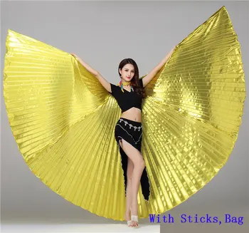 Egípcio Ouro isis Asas de Dança Asas de Dança do Ventre, Isis Asa Adulto Com Varas de Dança do Ventre Oriental Acessórios Asas de Borboleta X