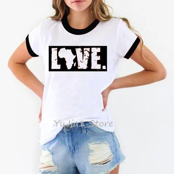Amo preto Africano-Americano de letra imprimir t-shirt das mulheres roupas de Melanina Poppin Shirt vogue engraçado tshirt femme Black power tops
